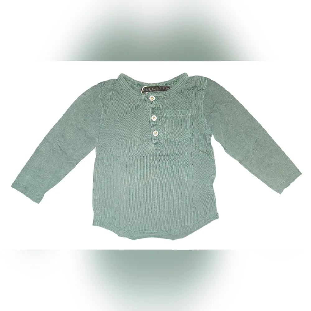 NWT Miki Miette Long Sleeve Infant Shirt in Pine Green Size 9 Months